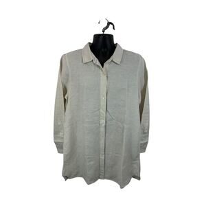 J Crew Linen Blend Beach Shirt in Natural Linen Sz Large Oversized Flowy Capsule